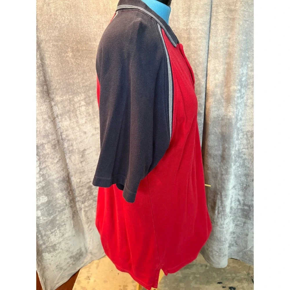 Chaps Ralph‎ Lauren Mens XL Red Navy Colorblock Raglan Stripe Polo Shirt Cotton
